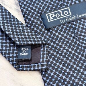 Polo Ralph Lauren Silk Tie Vintage Handmade Black Geometric Luxury USA Classic
